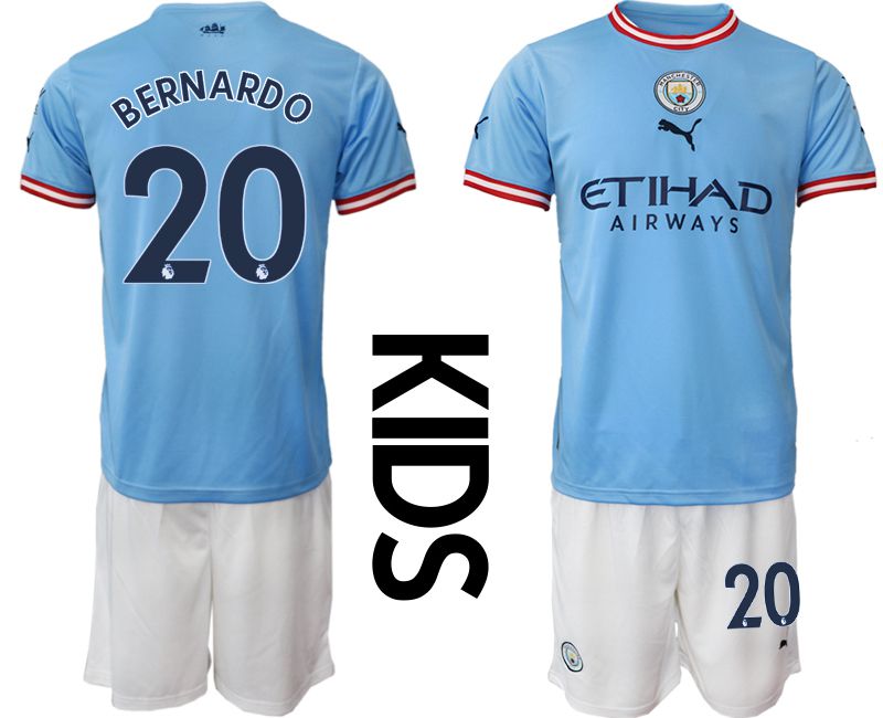 Youth 2022-2023 Club Manchester City home blue 20 Soccer Jersey